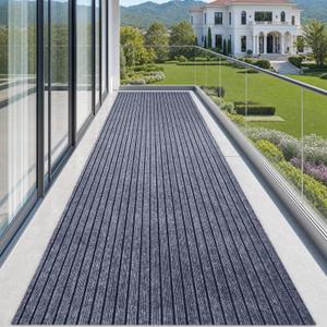 Runner Rugs 3x10 ft Indoor Outdoor Carpet RunnerNon Slip Stripe Runner Rug with Anti-Slip Rubber Backing Waterproof Low Profile Area Runner for Hallway, Entryway, Kitchen, Patio, Garage, Laundry