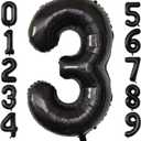 Number Balloons Black Party Balloon - Giant Number 3 Balloon, 40 Inch Large Balloon for Birthday Decorations, Black Party Supplies for Men Women