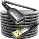AINOPE USB Extension Cable, USB Extender, USB 3.0 Extension Cable, Male to Female Cord High Data Transfer Compatible with Webcam, USBKeyboard, Flash Drive, Hard Drive, Printer, 24.6FT, Black