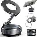 Magnetic Car Phone Mount with Strong Vacuum Suction Cup, 360 Adjustable MagSafe Dashboard & Windshield Holder Compatible with iPhone, Samsung & Android, Universal Hands-Free Car Mobile Holder