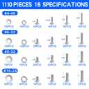 1110PCS Nuts and Bolts Assortment Kit, Stainless Steel Hardware Assortment Kit with Assorted Screws, Nuts, Bolts and Washers#4-40#6-32#8-32#10-24