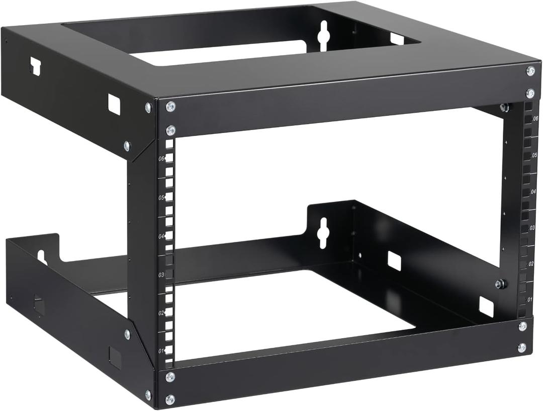 6U Wall Mount Rack Open Frame 19 Inch Server Equipment Network Cabinet 18 inches Depth Black by Tedgetal, 19.7" x 18" x 14.2"