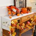 Breling Thanksgiving Fall Pumpkin Table Runner Thanksgiving Pumpkin Rectangle Table Runner Fall Autumn Harvest Decoration for Kitchen Dining Home Dinner Party 13x72 Inch(White)