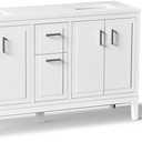 KOHLER Seer 60 Inch Bathroom Vanity Cabinet with White Double Sinks and Quartz Top, Modern Bathroom Vanity, White, K-33555-ASB-0