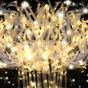 28PCS Light up Wands for wedding, Wedding Wands Streamers with 3 Colorful Flashing Modes, Fairy Wands, LED Silk Fairy Wand with Bells for Wedding, New Year, Thanksgiving, Concert