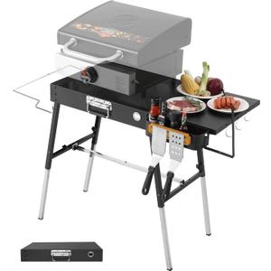 Portable Outdoor Grill Table, Blackstone Griddle Stand, Movable Griddle Stand Fit 17 Inch or 22 Inch, Grill Cart for Blackstone, Ninja Woodfire Grill Stand