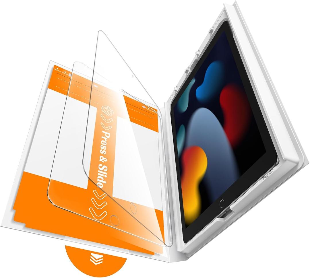 iGluz 2 Pack for iPad 10.2-inch(9th/8th/7th Gen.) 9H+ Tempered Glass Screen Protector with Easy-Install Box[12FT Military Grade Shatterproof] Apple Pencil Compatible,HD Clarity,Scratch Resistant