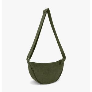 Nylon Crescent Crossbody Bag for Women Purses Trendy Men,Small Travel Sling Bag Hobo XL, Corduroy Green