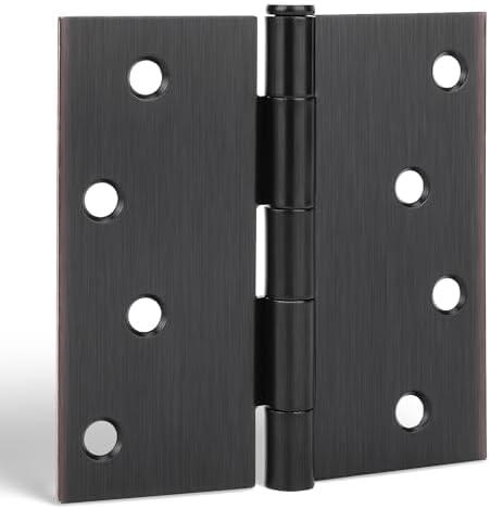 Goldenwarm 3 Pack Interior/Exterior Door Hinges - Oil Rubbed Bronze, 4x4 Inch, Square Corners