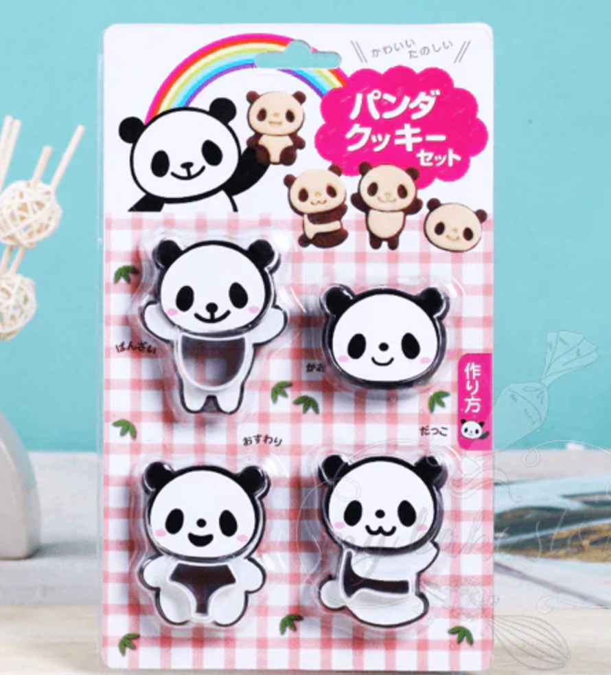 Panda Cookie Cutter Set 3Pcs Silicone Biscuit Fondant Molds for Baking Party Treats and Holiday Cookies