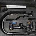 Commercial Faucet with Sprayer, 25 Inch Height Commercial Sink Faucet Wall Mount with 8" Adjustable Center and 12" Add-on Swing Spout & Pull Down Pre Rinse Sprayer