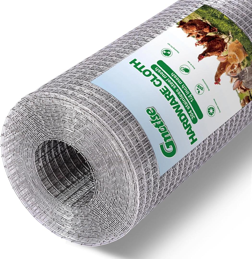 Hardware Cloth 1/4 inch 23 Gauge Small Size 304 Stainless Steel mesh Chicken Welded Wire Fencing Wire Mesh Roll Fencing Garden Fence Squirrel Tunnel Network 12in×20ft