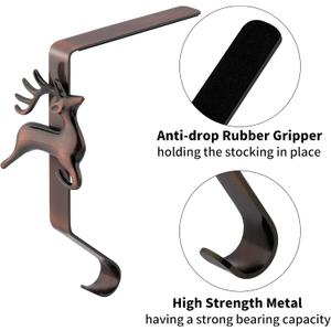 URATOT Pack of 3 Christmas Stocking Holders Mantel Stocking Hangers Decorative Stocking Clips for Christmas Decoration, Red Bronze