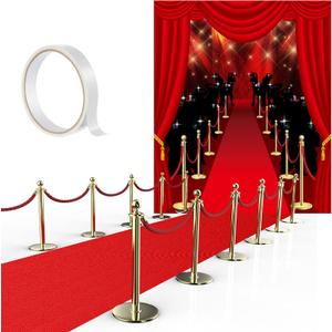 Timtin Red Carpet Party Decorations 6 x 5ft Movie Theme Paparazzi Photography Backdrop 15 x 2.6ft Red Runway with Carpet Tape for Party Decoration Supplies