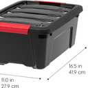 IRIS USA 13 QT Plastic Storage Box with Lid and Latches - 6 Pack - BPA-Free, Garage Organizing Solution, Durable Nestable Stackable Containers, Secure Pull Handle - Black