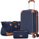 Cosbarn Carry On Luggage Sets 3 Piece, 20 Inch Luggage 22x14x9 Airline Approved with Wheels and TSA Lock, ABS Lightweight Hardshell Travel Suitcase Set with Duffel Bag Travel Bag for Men Women (Blue)