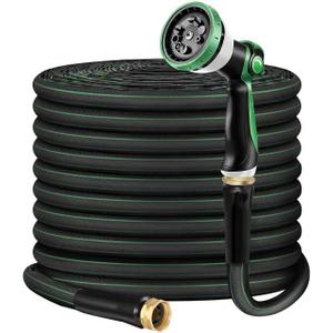 Garden Hose 50FT  Lightweight Water Hose 3/4, Flexible Hose with 10 Sprayer, Burst-Resistant, Anti-Kink for Outdoor Use, Watering(Green)