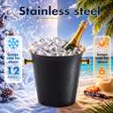Lallisa 2 Pack Ice Bucket with Stand Champagne Bucket 5l 12lb Stainless Steel Beverage Tub 3ft Wine Bottle Chiller Holder for Wine Beer Party Hotel Ktv Club Bar BBQ Christmas Wedding (Black)
