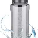 Half Gallon/64oz Water Bottle With Handle, Leak proof with removable strainer, BPA Free Fitness 2L Sports Water Jug, ensure You Drink Enough Water Daily for Gym and Outdoor Sports (Grey)