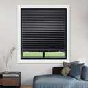 MYshade 6 Pack Temporary Blackout Paper Shades for Windows,Paper Pleated Blinds with Adhesive,No Tools No Drilling Free Cut Size Temporary Room Darkening Shades(Black, 36" W x 72" H), 36"W*72"H - 6 PC