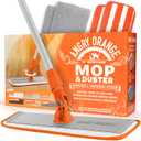 Angry Orange Mops for Floor Cleaning - Microfiber Mop for Messes and Hair Removal with 2 Scrubber and 2 Microfiber Pads for Hardwood, Tile and More - Stain Remover Pet Supplies