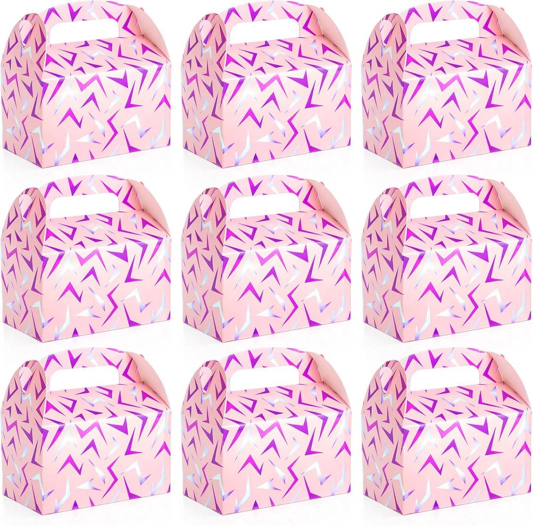 Marspark 24 Pack Kpop Birthday Party Favor Paper Gift Boxes Kpop Themed Treat Boxes for Anime Themed Birthday Party Decorations(Pink Lightning Crack)