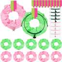 40 Pcs Halloween Witch Princess Party Supplies Pink and Green Hair Scrunchies Braided Friendship Bracelet Star Witch Hat Matching Bracelet Hair Accessories for Women Theme Birthday Gift