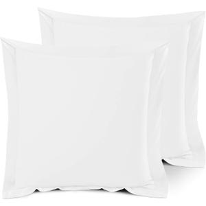 Nestl Soft Pillow Shams Set of 2 - Double Brushed Microfiber Pillow Covers - Hotel Style Premium Bed Pillow Cases, with 1.5 Decorative Flange, Euro 26"x26" - White (01 - White)
