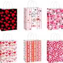 euoloar 24 Pack Small Valentine's Day Gift Bags, Love Hearts Design Favor Goodie Bags for Kids Class Party Gift Bags with Handle, Candy & Trea for Birthday/Mother's day,Anniversary,Sweetest Day