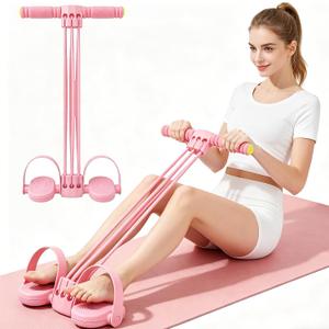 Upgraded Pedal Resistance Band with Handle, 6-Tube Multifunction Stretching Workout Band for Yoga,Home Workout Equipment,Device for Abdomen,Waist,Arm,Leg,Core/ABS,Gift for Mon Pink