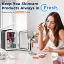 Antarctic Star 4L Makeup Mini Refrigerator With Mirror for Bedroom, Car, Office & Dorm, Portable Small Cooler for Cosmetics, Skin Care, Black