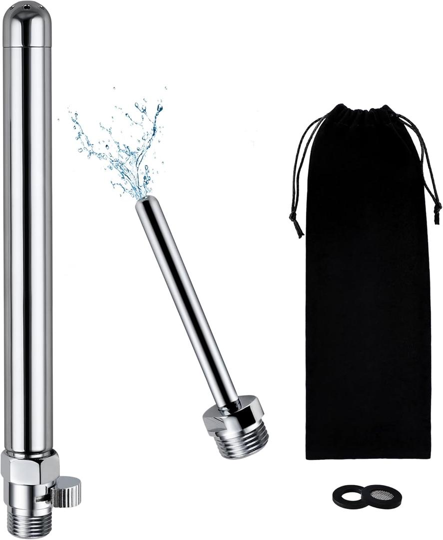 Shower Enema Kit, Shower Douche Nozzle Cleansing System with Water Control Valve for Men and Women Portable Cleaning (Polished Chrome)