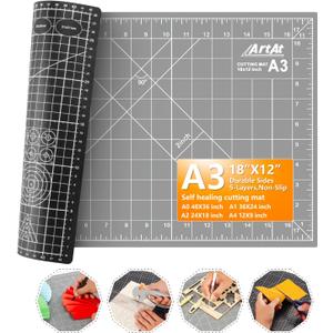 ArtAt Self Healing Cutting Mat: 12x 18 Black-Gray Eco-Craft Cutting Mat - 5-Layer Durable Anti-Blade-Wear Material for All Your Crafting Needs