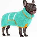 Bienbee Dog Bathrobe, Quick Drying Super Absorbent Dog Robes for After Bath, Warm Keeping Dogs Towel, Dogs Bath Supplies, Lake Green M