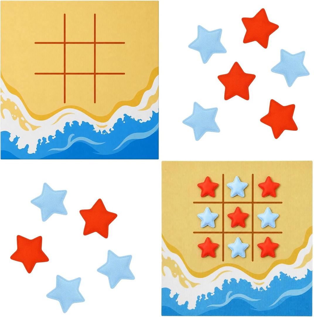 Reallnaive 2 Set Beach Tic Tac Toe Game for Summer Party Activities