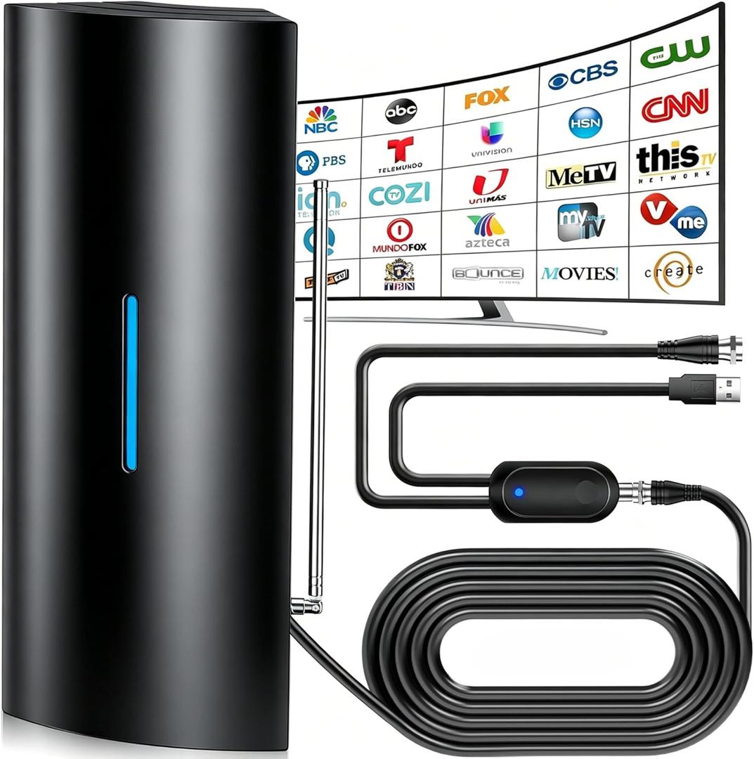 2026 Strongest TV Antenna, 5000+ Miles Range Digital Antenna for Smart TV Indoor/Outdoor, HD TV Antenna for Local Channels with Upgraded Amplifier, Supports 8K 4K 1080P All TVs-40ft Coax Cable