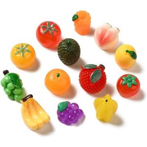 DanLingJewelry 100Pcs Mix Styles Mini Fruit Flatback Resin Charms 3D Imitation Food Resin Cabochons for DIY Crafts Scrapbooking Decor