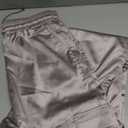 Women's Satin Cargo Joggers Pants Dressy Casual Silky Elastic High Waist Trousers (Medium)