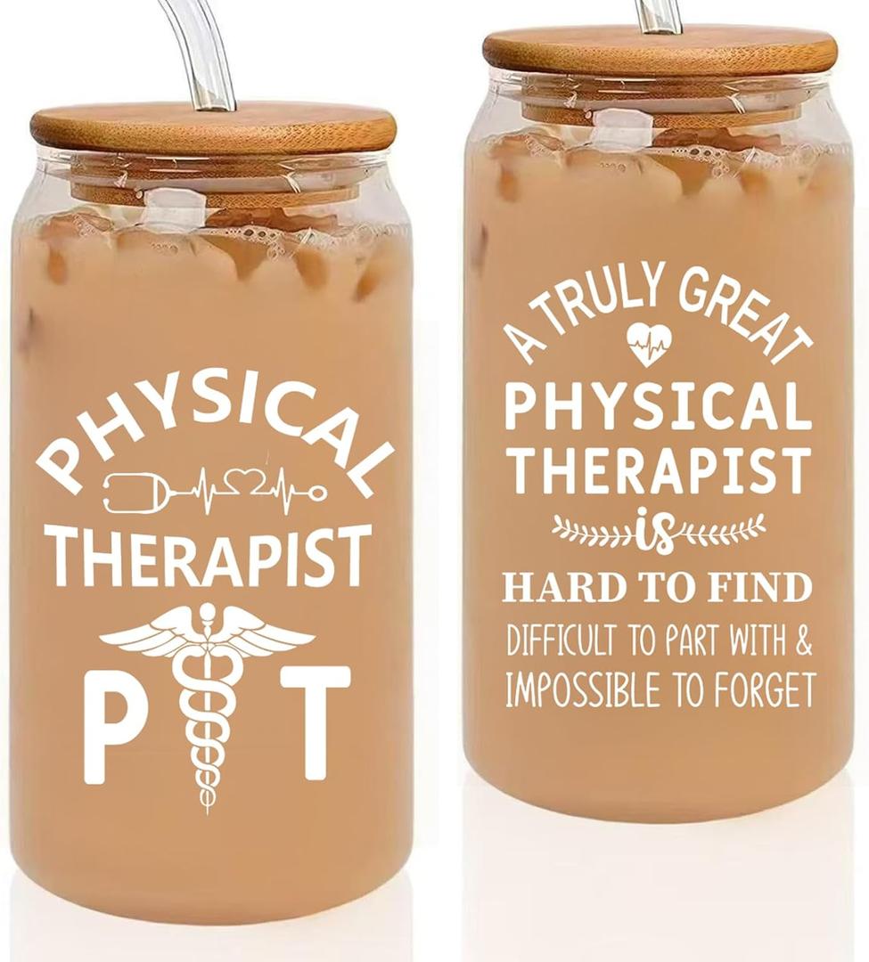 Physical Therapist Gift for Women, Gift for Physical Therapy Month, Thank You, Christmas Gifts for Physicals Therapists Assistant, 16oz Cup With Lid & Straw