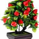 Artificial Potted Strawberry Plant Realistic Faux Bonsai Decoration 9.45In Indoor Tabletop Greenery Home Office Decor 2Pcs