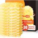 30 Count Heavy Duty Duster Refills for Swiffer, Multisurface 360 Larger Size Dusters with 4X Microfibers, Unscented Disposable Dusters for Cleaning Home, Blinds, Fans, Corners (Only Duster) (Yellow)