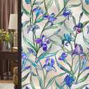 Coavas Window Privacy Film 3D Violet Floral Stained Glass Window Clings Decorative Static Cling Bathroom Frosted Decals Winter Sun Blocking Stickers for Home Door Room Covering 23.6 x 35.4 Inch