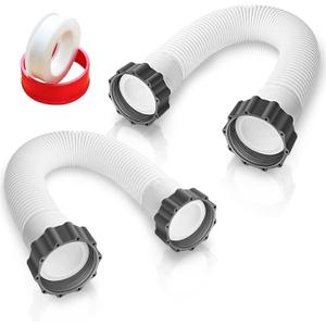 Boltigen 1.5'' Diameter Pool Sand Filter Pump Hose, 20inch Pool Pump Replacement Hose for Above Ground Pools, 2PCS Flexible Water Pool Hose Set for Filter Pump and Saltwater Systems, White