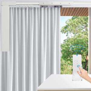 Electric Curtain Track 87"-244" Smart Curtains Motorized Opener Curtains Rod Super Silent Motor with Remote Control (79'')
