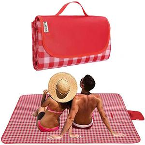 K Y KANGYUN Outdoor Picnic Blankets, Extra Large Beach Blanket, Foldable Lightweight Waterproof Sand Mat, Picnic Blanket 80" x 60" for Beach Camping Hiking Park Patio (Red, 80x60 inch)