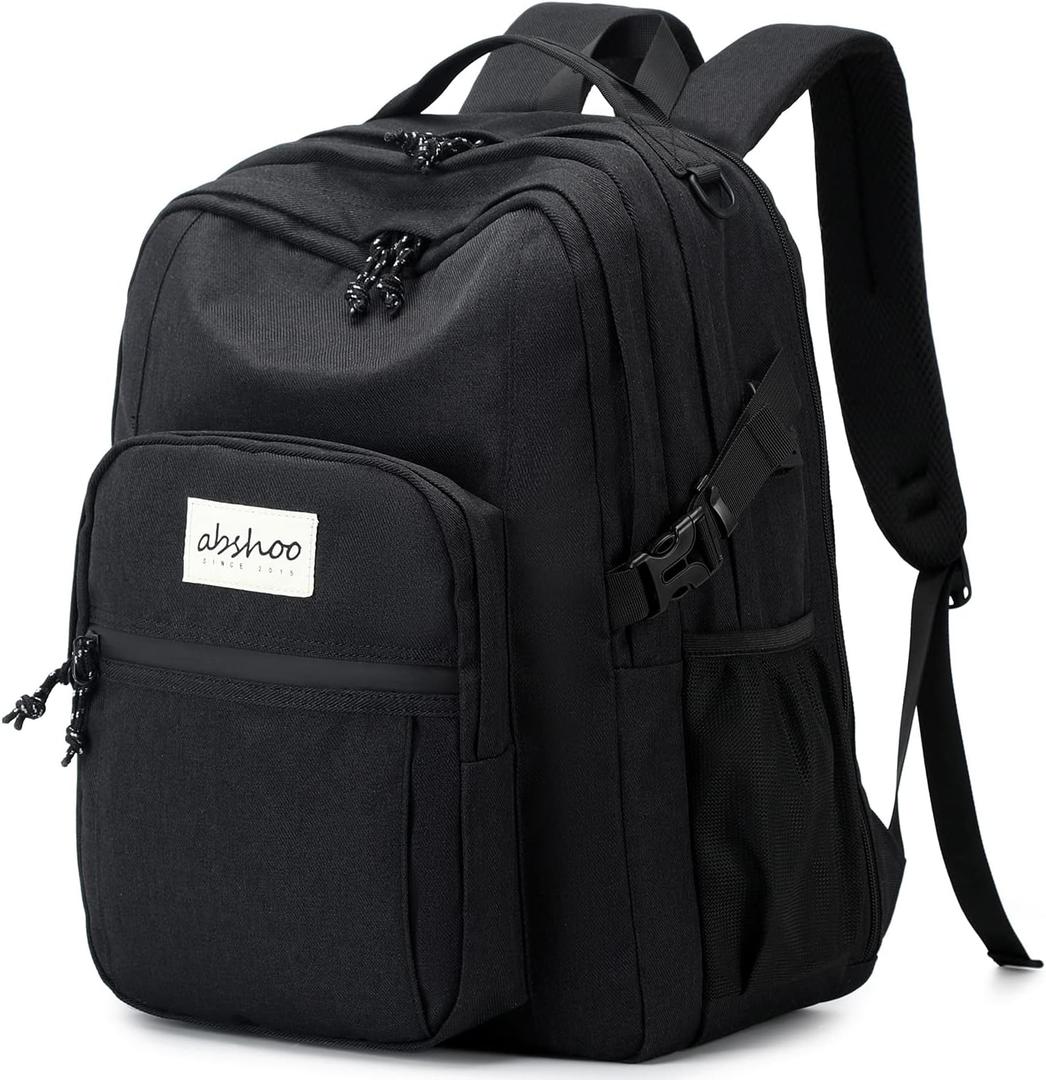 abshoo Classical Laptop Travel Backpack for Women Men College School Bookbag With USB Charging Port (Black)