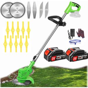 Weed Wacker, Cordless Weed Wacker, Cordless Grass Trimmer, Battery Powered Grass Cutter, Eater Weed Electric, The 3-Pound Ultra-Lightweight, Can be Used in Any Tight Place. (Grass green)