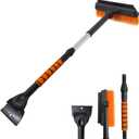 33 Inch Ice Scrapers for Car Windshield, 3 in 1 Extendable Snow Brush, Snow Scraper for Car with Foam Grip and 270 Pivoting Brush Head, Silicone Squeegee for Sedan SUV Truck RV