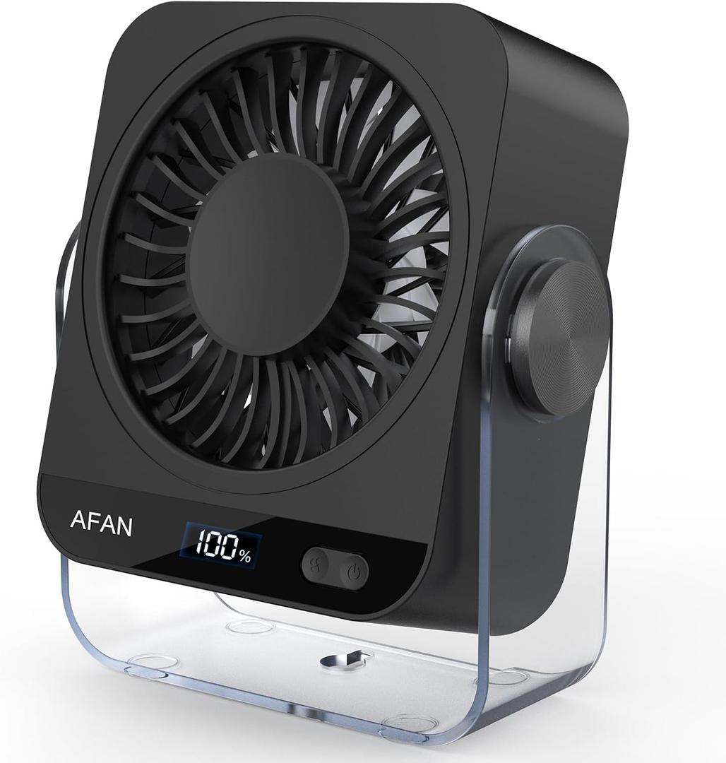 Rechargeable USB Desk Fan - 199 Speeds, 5000mAh 18-Hour Battery, 120 Adjustable Tilt, Small Quiet Table Fan Portable Desktop Fans for Bedroom Home Office Camping Travel Essentials (Black)