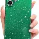 OWLSTAR for iPhone 16 Case 6.1 inch, Cute Glitter Bling Thin Slim Shockproof Sparkly Shiny Soft Silicone Phone Case for Women Girls (Alpine Green) set of 2